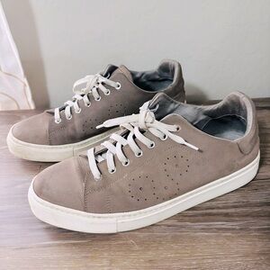 Bugatchi Taupe Suede Low-Top Sneakers with White Soles